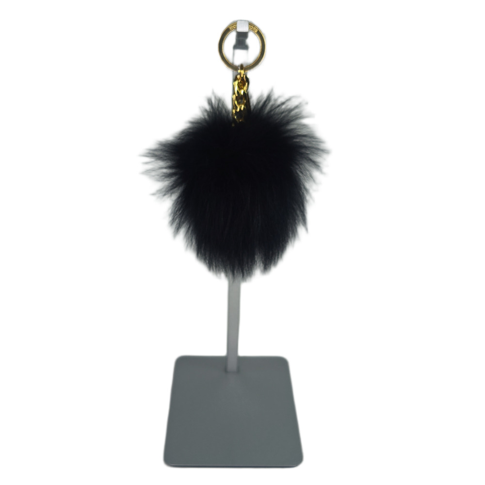 Michael Kors Faux Fur Puffy Pom Pom Key Chain and Charm - Black - NWT